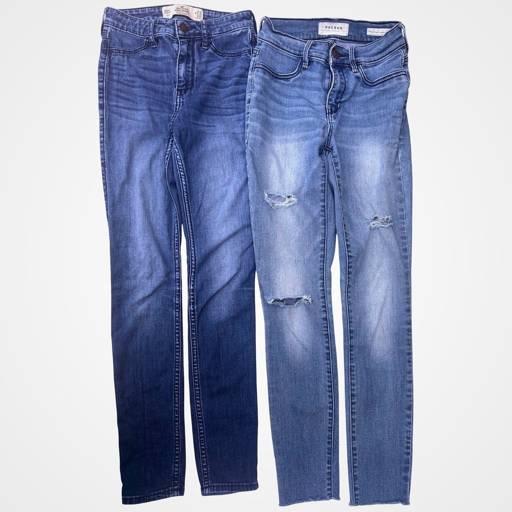 Hollister PacSun Skinny Jeans Bundle Women 23 Blue Distressed High Rise